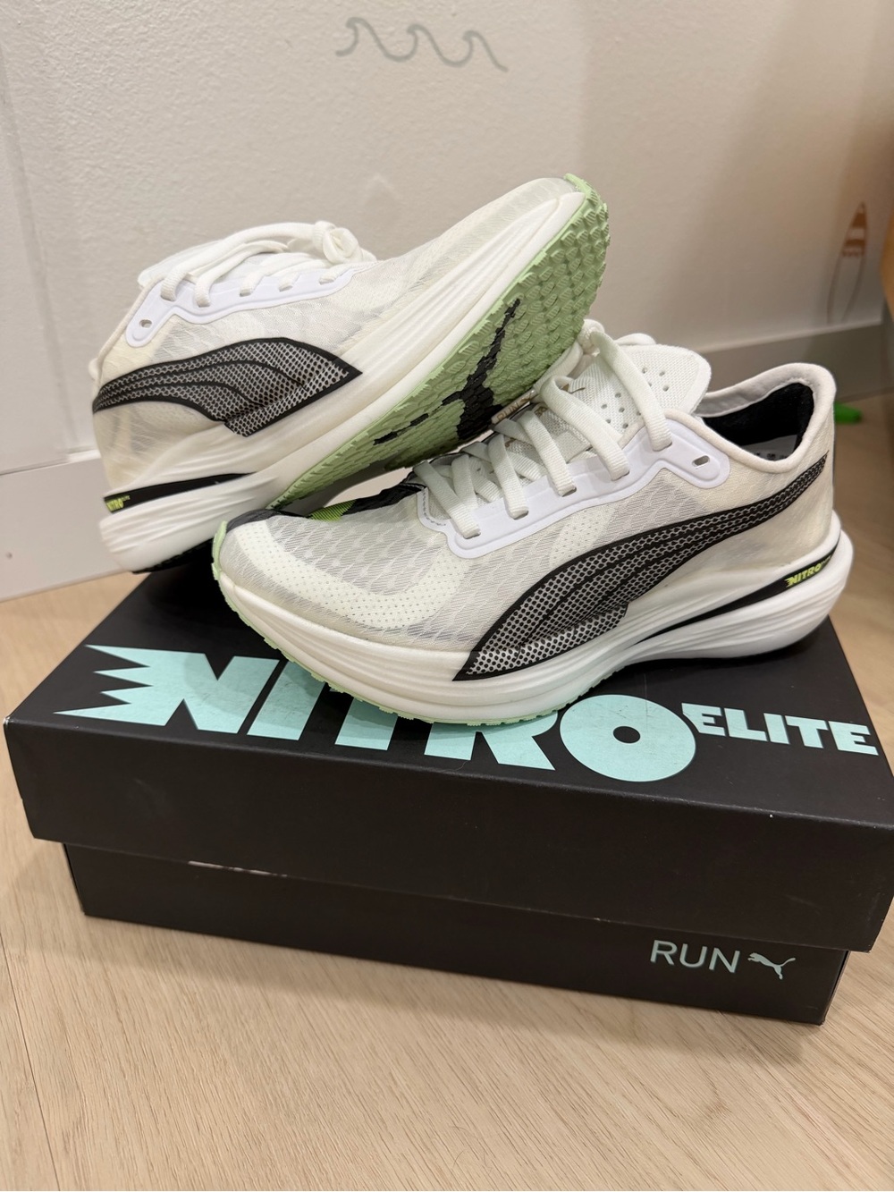 PUMA Womens Deviate Nitro Elite 2 Run 75 Running Sneakers Shoes - White size 6